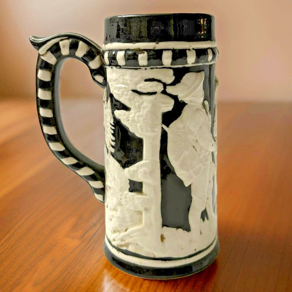 Black And White Ceramic Stein 6 Inches( see Pics)
